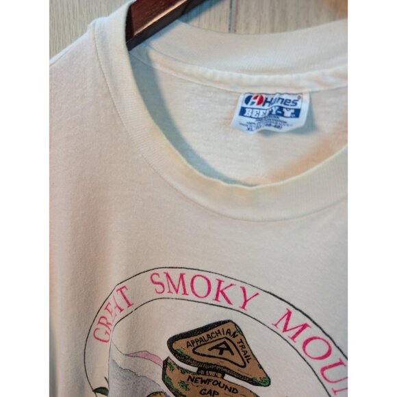 VTG 90s Great Smokey Mountain Shirt Mens XL Single Stitch USA White Flaw - Picture 3 of 9